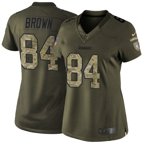 Nike Steelers #84 Antonio Brown Green Women's Stitched NFL Limited 2015 Salute to Service Jersey